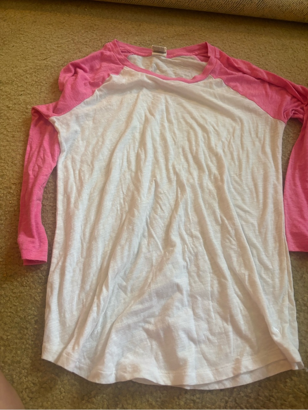 Pink Victoria's Secret Heather Knit Shirt Women's Size M Pink 3/4 Sleeve Crew